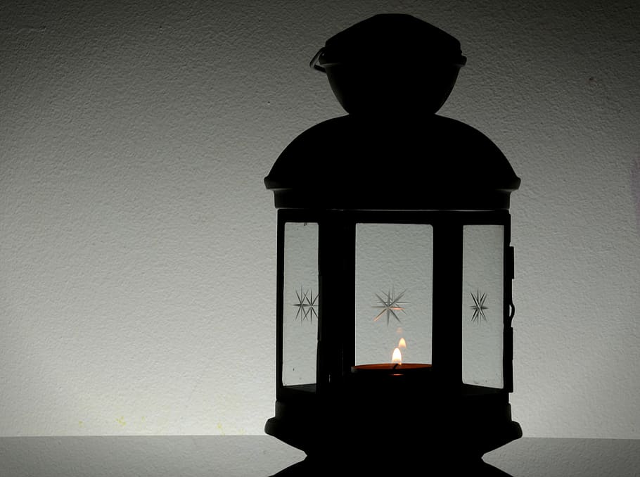 lantern, replacement lamp, light, decoration, mood, black, white HD wallpaper