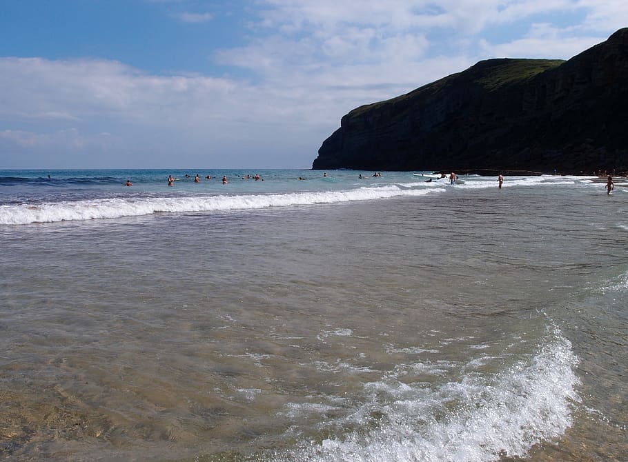 beach, cantabria, sun, sea, water, sky, land, beauty in nature HD wallpaper