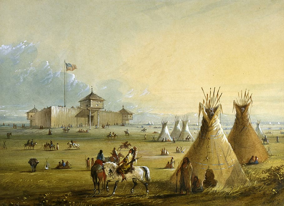 Fort Laramie as it looked prior to 1840 in Torrington, Wyoming, HD wallpaper