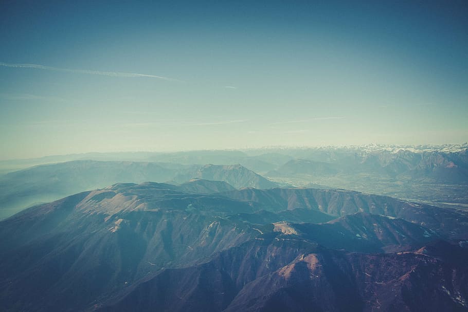mountain view, aerial, range, mountains, landscape, nature HD wallpaper