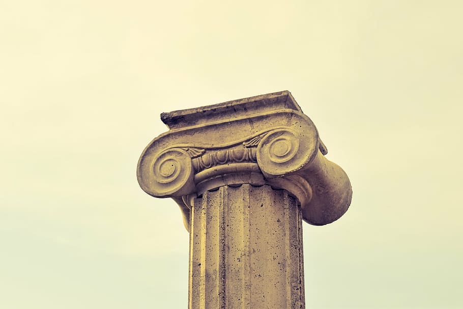 brown concrete column, pillar capitals, greek, architecture HD wallpaper
