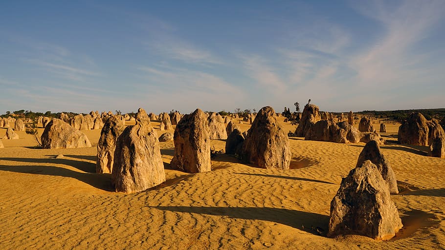 rock formation under blue sky, pinnacale, dune, australia, kalkspitzen HD wallpaper