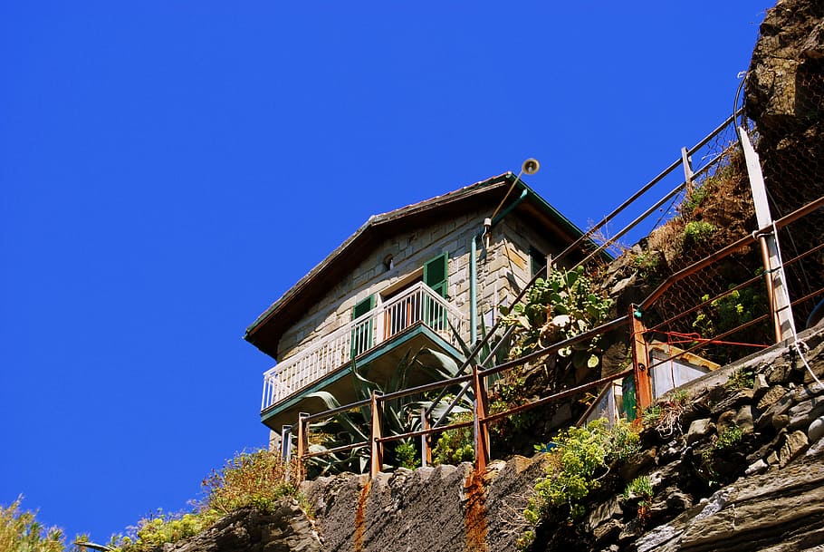 house, rock, stone, sky, cinque terre, liguria, italy, architecture HD wallpaper