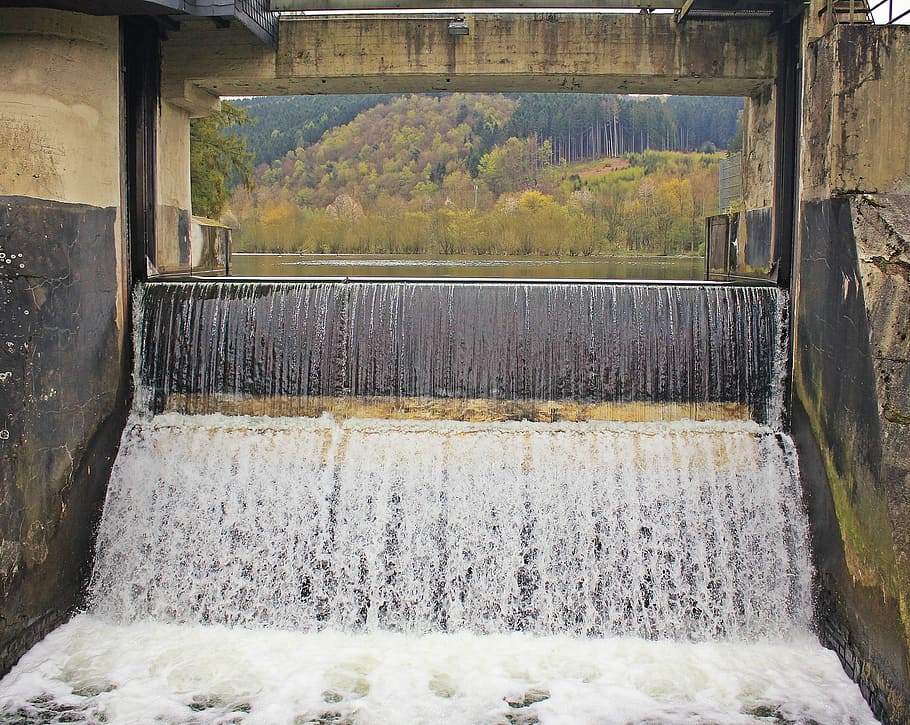 Weir, Dam, Jam, System, Water, River, jam system, lake, forest, HD wallpaper