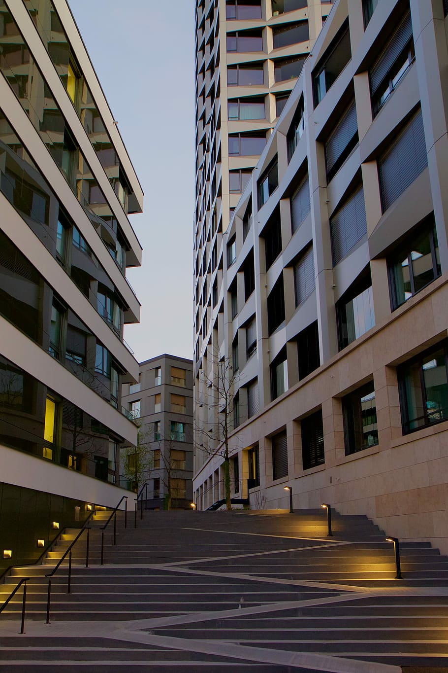 Architecture, Facade, Modern, evening light, city, building exterior HD wallpaper