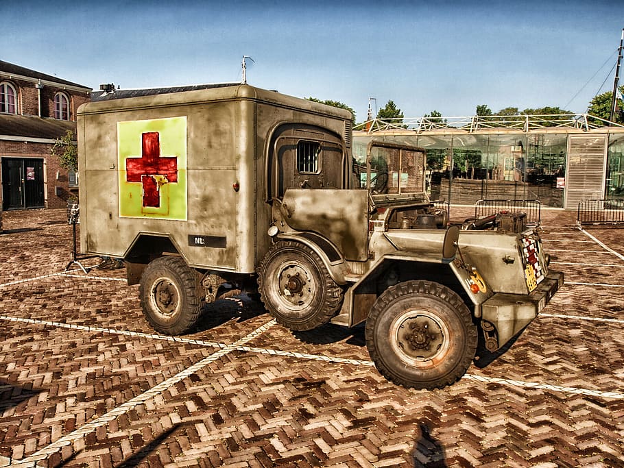Ambulance, Old, Classic, Vintage, Truck, vehicle, outside, hdr HD wallpaper