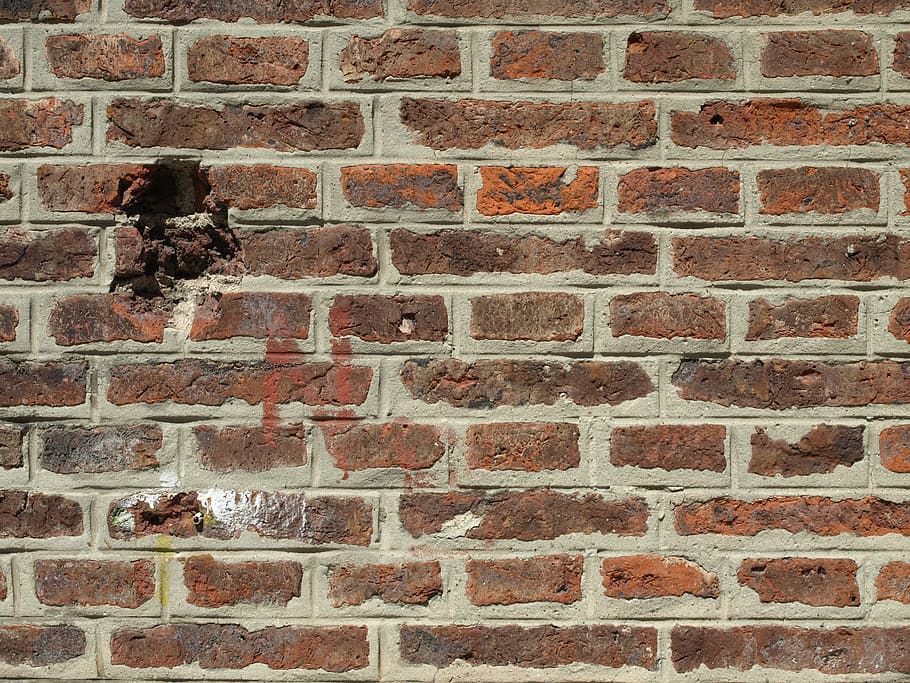 bricks, wall, red, old, broken, worn, cracks, brick wall, wall - building feature HD wallpaper
