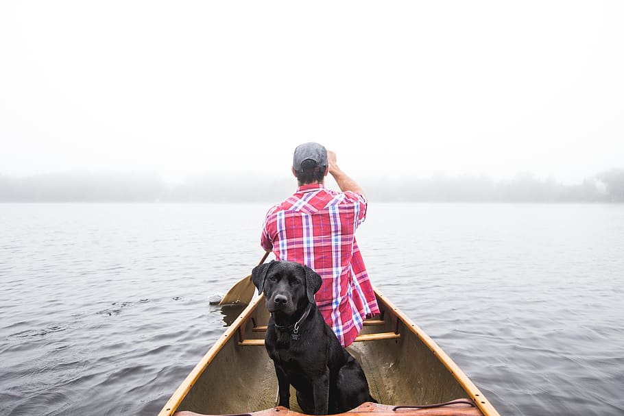 man wearing red and white plaid sport shirt riding boat, people HD wallpaper