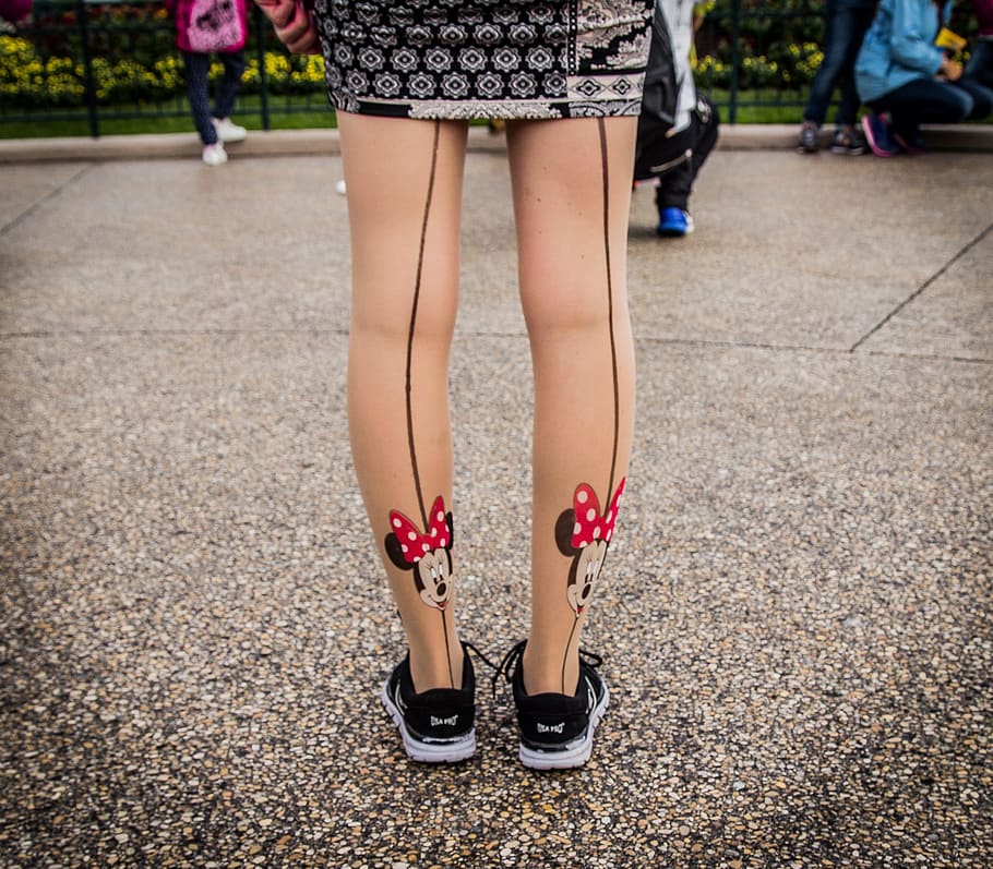 mickey, minnie, legs, tights, skirts, shoes, disney, low section