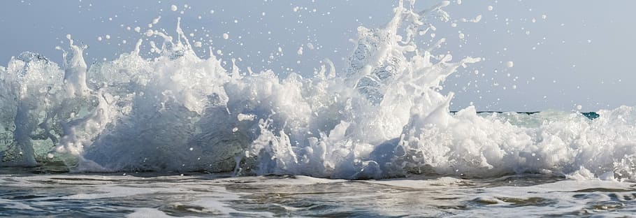 closeup photo of sea waves at daytime, Splash, Water, Liquid HD wallpaper
