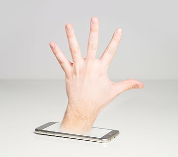 person showing hand on phone, cyber security, mobile phone HD wallpaper