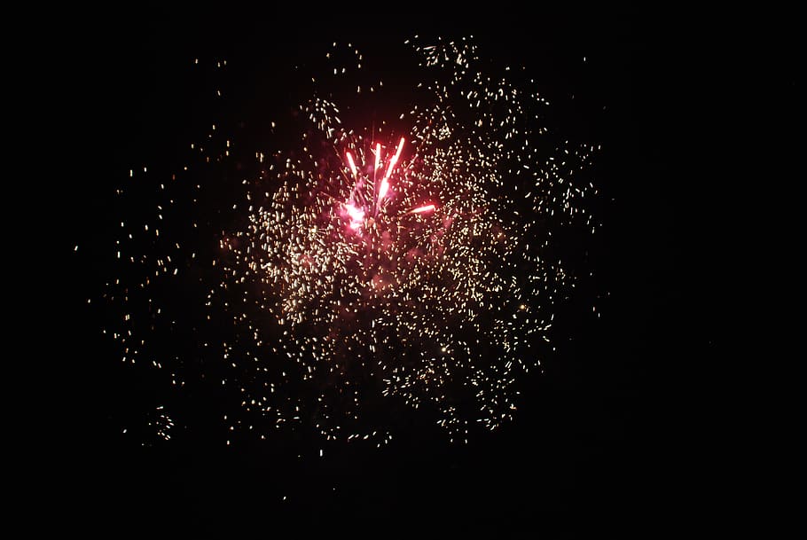 fireworks, night, shot, pyrotechnics, celebration, motion, exploding HD wallpaper