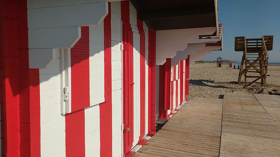 beach, booth, summer, since life jackets, red cross, surveillance HD wallpaper