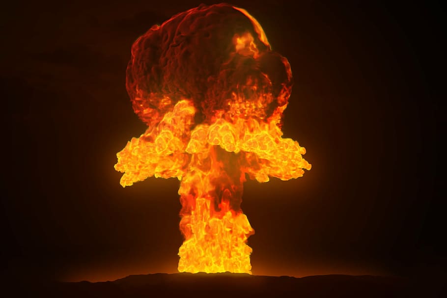 fire explosion, nuclear, atom, bomb, atomic, science, war, radioactive, HD wallpaper