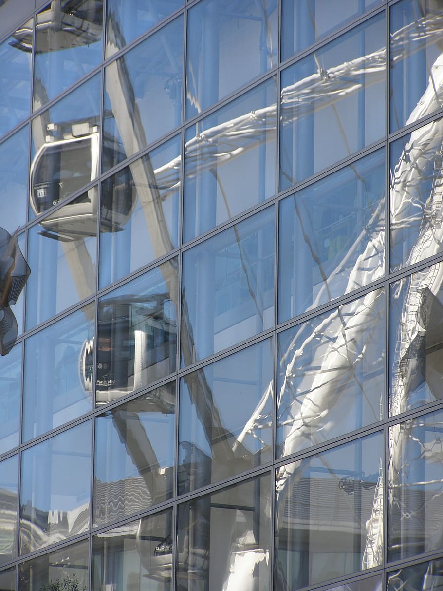 reflection, window, glass, urban, design, structure, architecture HD wallpaper