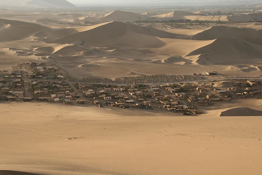 Desert, Village, Dune, Sand, Landscape, houses, housing, scenics HD wallpaper