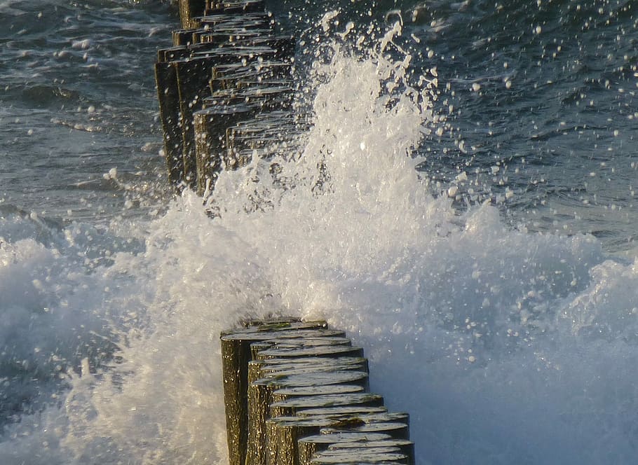 Water, Beach, Spray, Spitzer, Baltic Sea, beach water, wave HD wallpaper