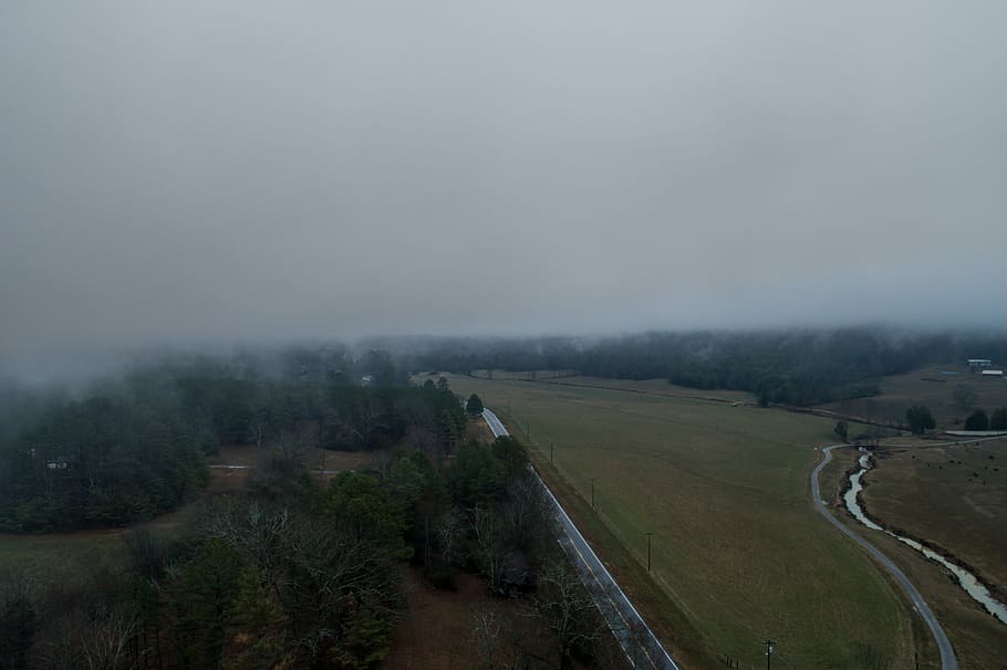 aerial photo of land mass with trees, nature, landscape, road HD wallpaper