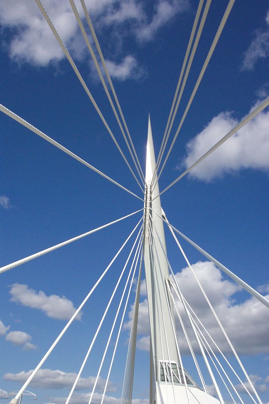bridge, structure, background, sky, white, blue, cloud - sky HD wallpaper