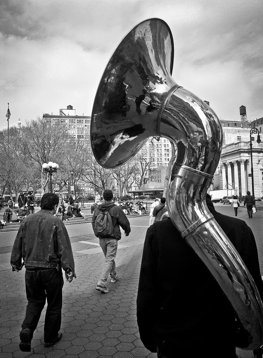 tuba, wind instrument, tube, music, musician, musical instrument, HD wallpaper