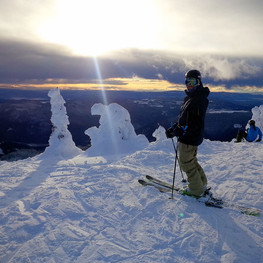 skiing, sun peaks, bc, snow, winter, cold temperature, leisure activity HD wallpaper