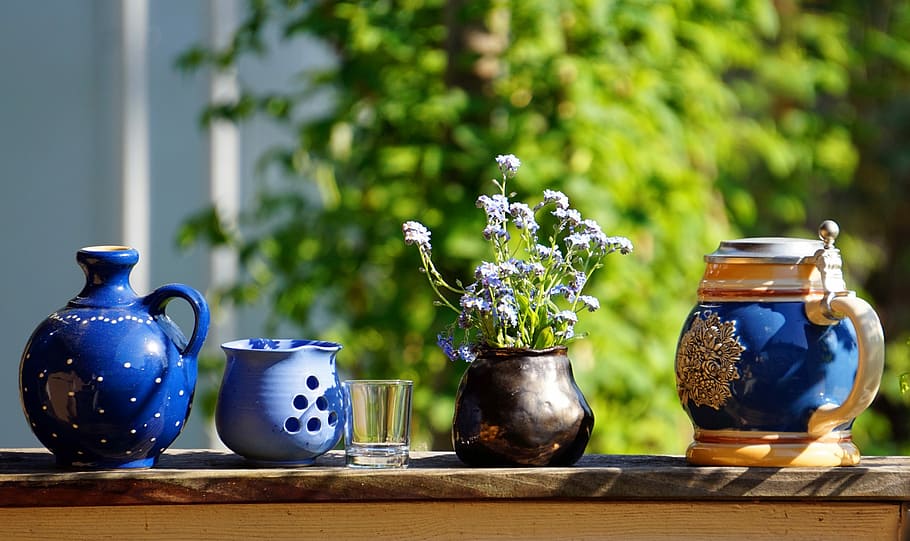 pot, pottery, vase, teapot, plant, container, flower, flowering plant HD wallpaper