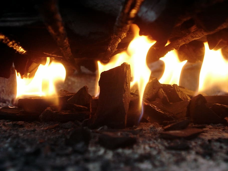 burning, charcoal, fire, flame, heat, fire - Natural Phenomenon HD wallpaper