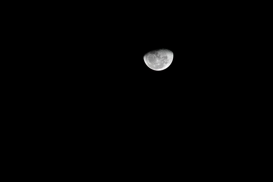 Sky, Dark, Moon, Night, astronomy, nature, space, planetary moon HD wallpaper