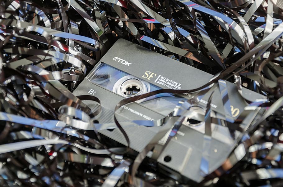 closeup photo of TDK cassette, obsolete, chaos, audio, cassette tape HD wallpaper