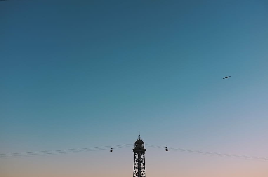 black utility pole landscape photography, photo of cable car HD wallpaper