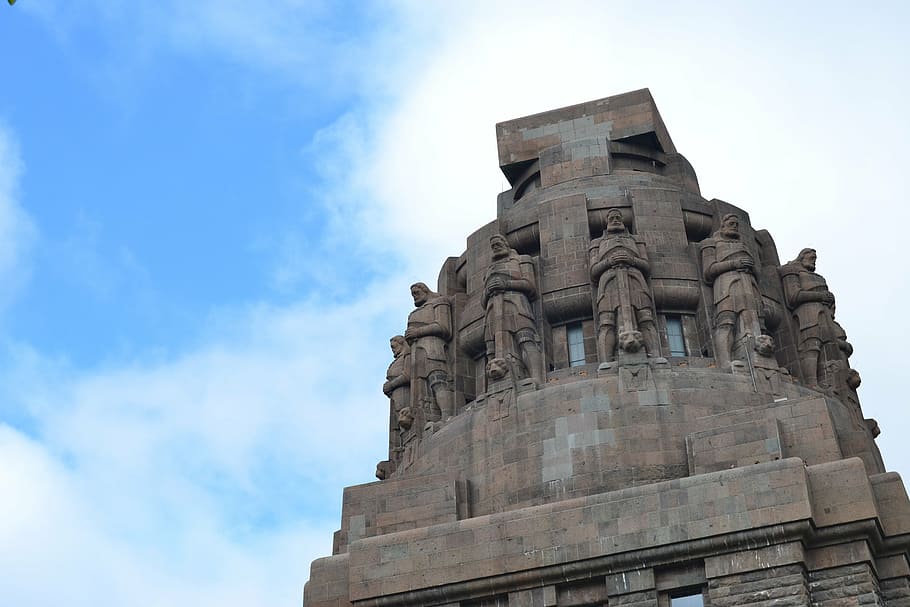 monument, leipzig, blue, sky, low angle view, built structure HD wallpaper