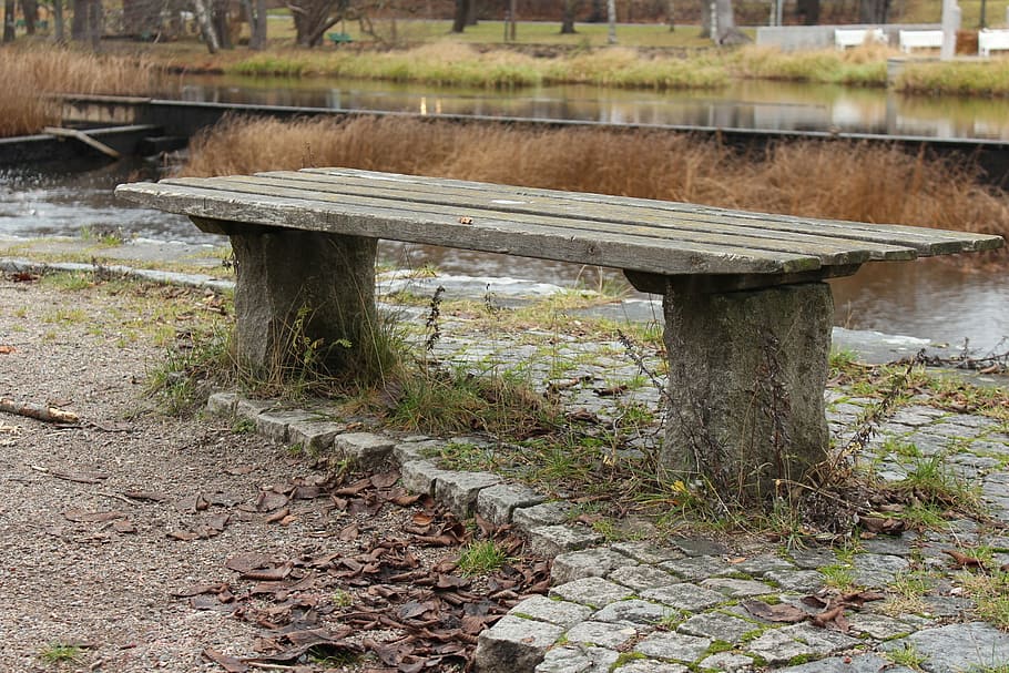 å, bench, park, rest, rest stop, city, walkway, water, sit HD wallpaper
