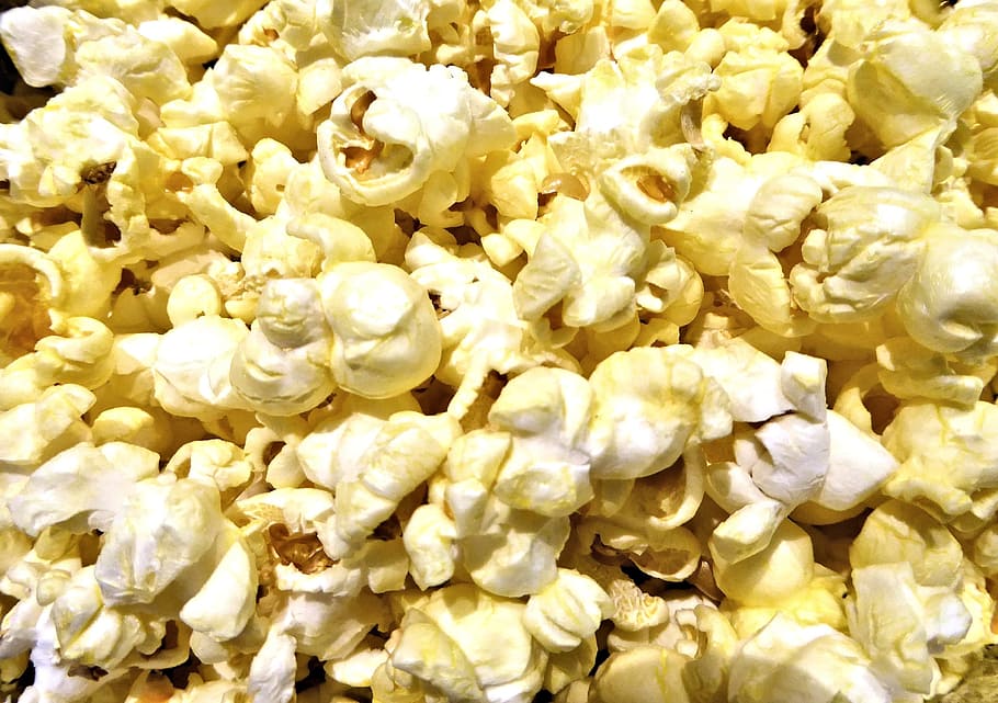 popcorn display, pop corn, butter, salt, snack food, full frame, HD wallpaper