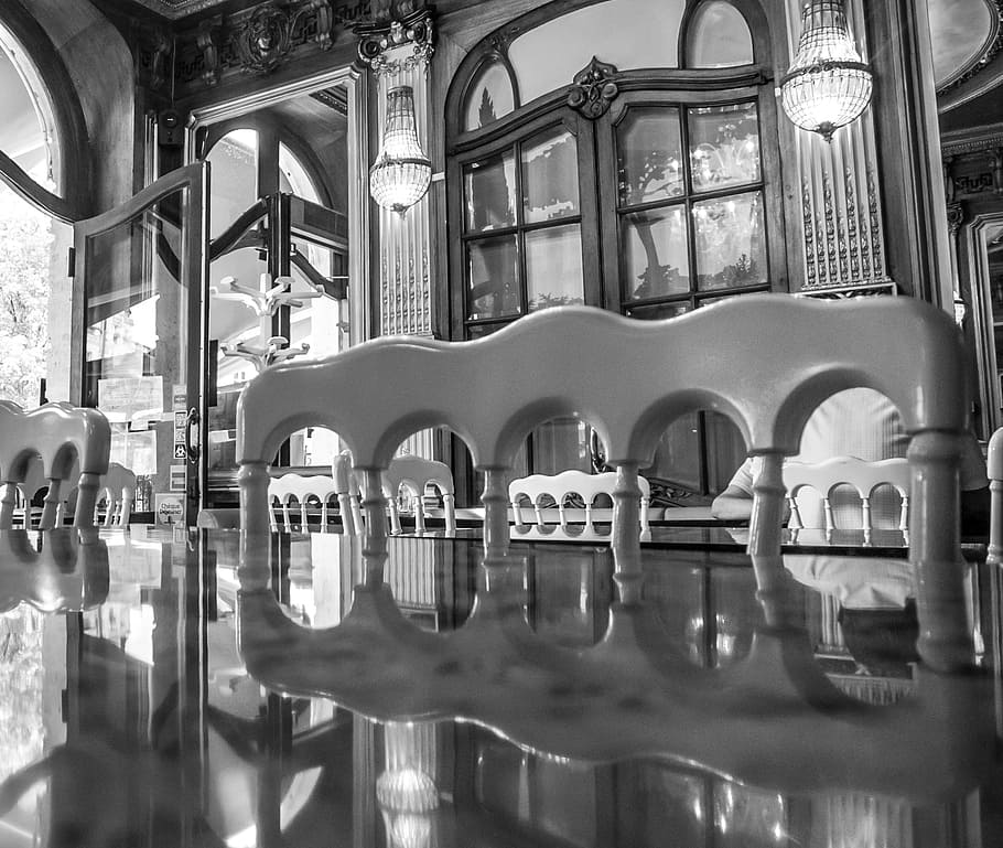 chair, bar, coffee, reflection, paris, burgundy, built structure HD wallpaper