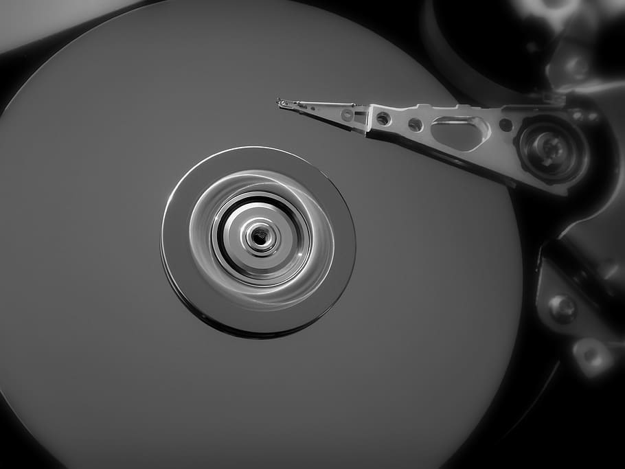 Gray Round Metal Part, black-and-white, blur, close-up, components, HD wallpaper