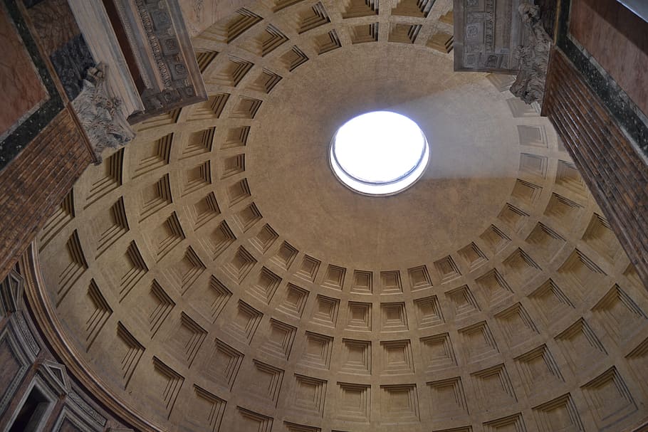 low-angle photo of concrete building interior, pantheon, monument HD wallpaper