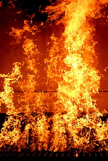 bonfire photography, burn house, training, firefighter, flames HD wallpaper