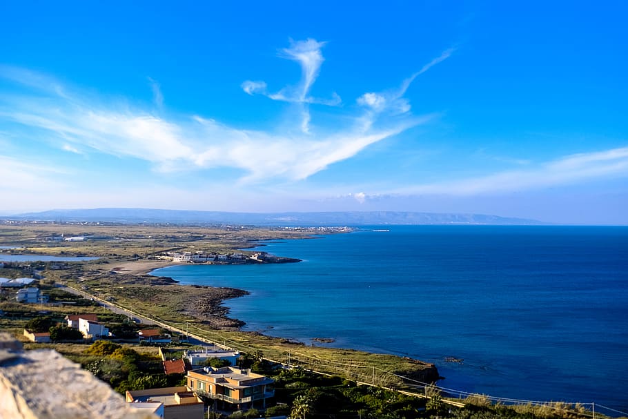 sea, landscape, nature, sky, architecture, bay, beach, blue sky HD wallpaper