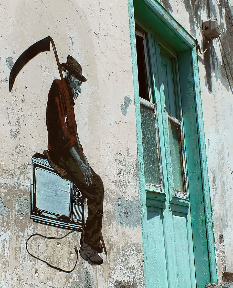 window, wall, home, old, man, tv, facade, building exterior HD wallpaper