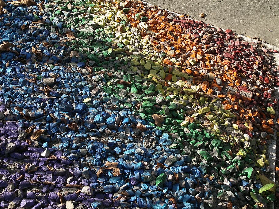 pile of assorted-color stones, Pebbles, Pattern, Rainbow, colored scattering HD wallpaper