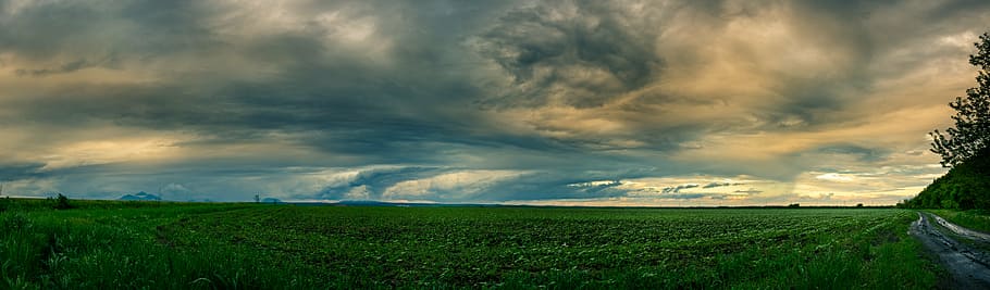 panorama, clouds, sky, lightning cloud, partly cloudy, weather HD wallpaper