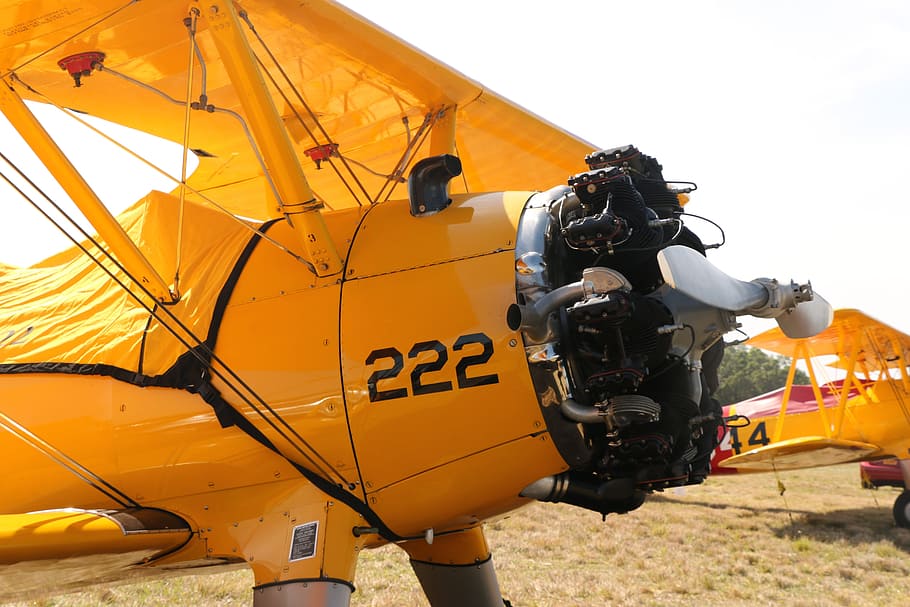 aircraft, old plane, radial engine, mode of transportation HD wallpaper