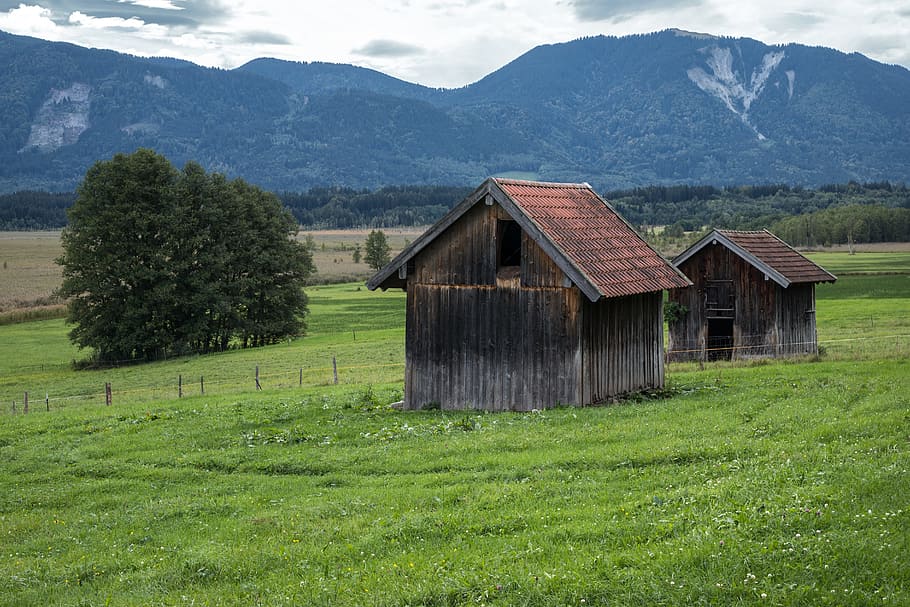 Alm, Hut, Scale, Log Cabin, Meadow, mountains, alpine, oberammergau alpine HD wallpaper