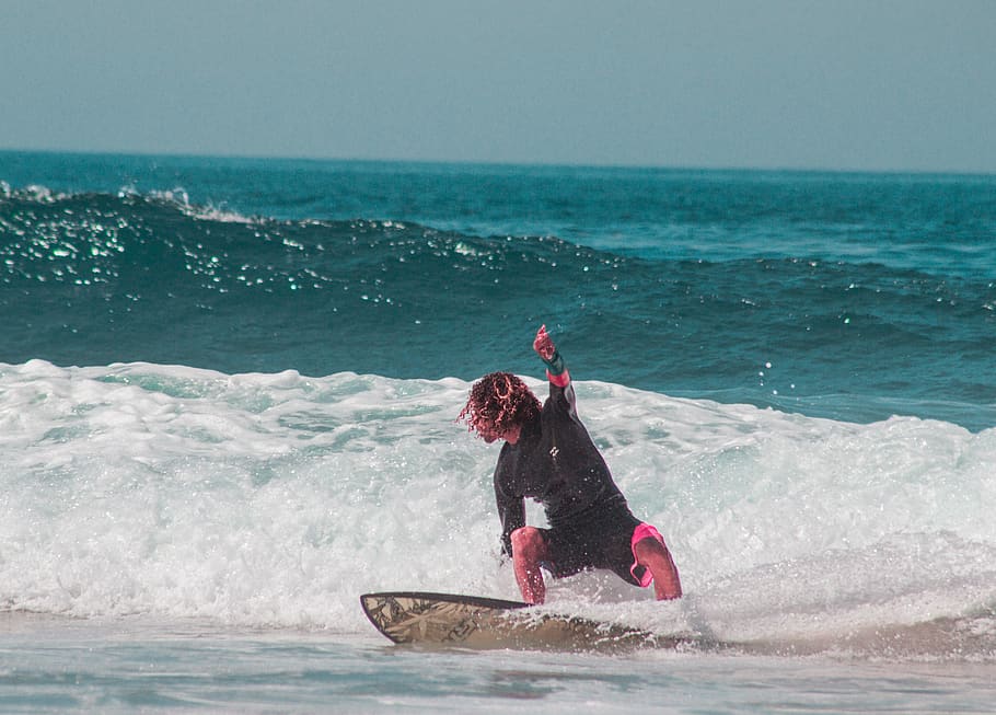 surf, waves, sea, water, motion, sport, aquatic sport, horizon over water HD wallpaper