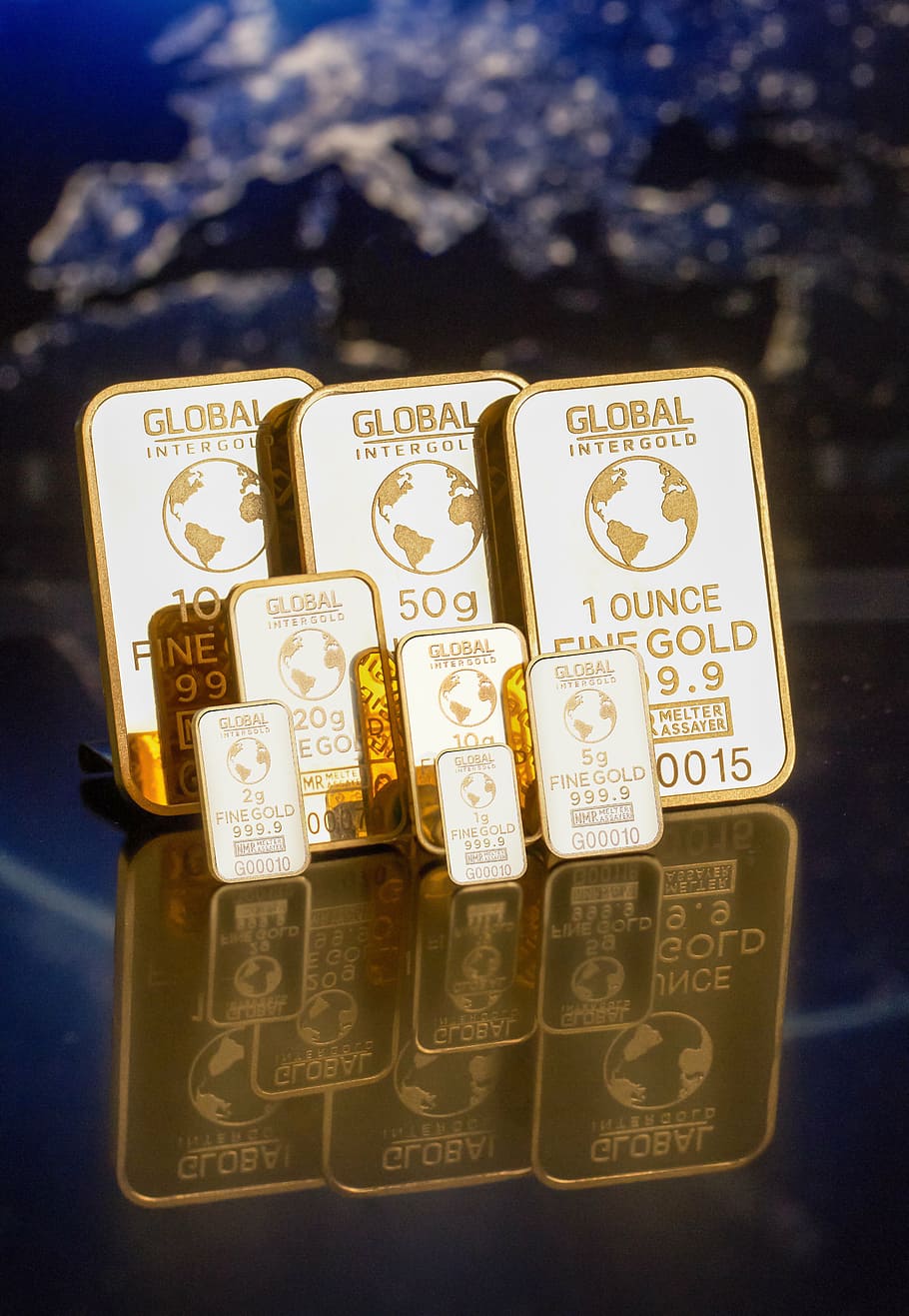 achievement, bars, close-up, commerce, funds, global, gold HD wallpaper