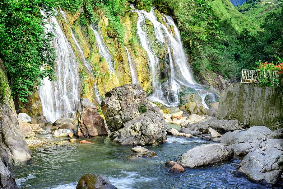 stone, waterfall, nature, landscape, river, travel, tourism HD wallpaper