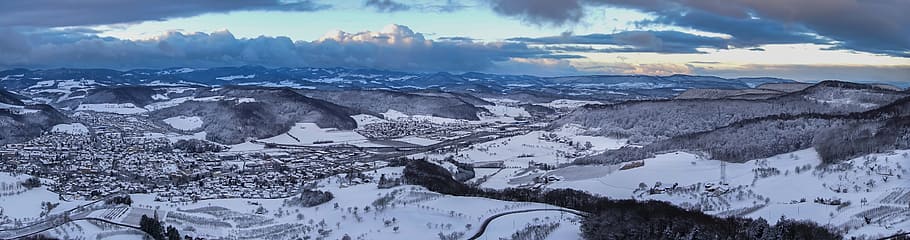 aerial photography of snow covered mountains, winter, wintry HD wallpaper