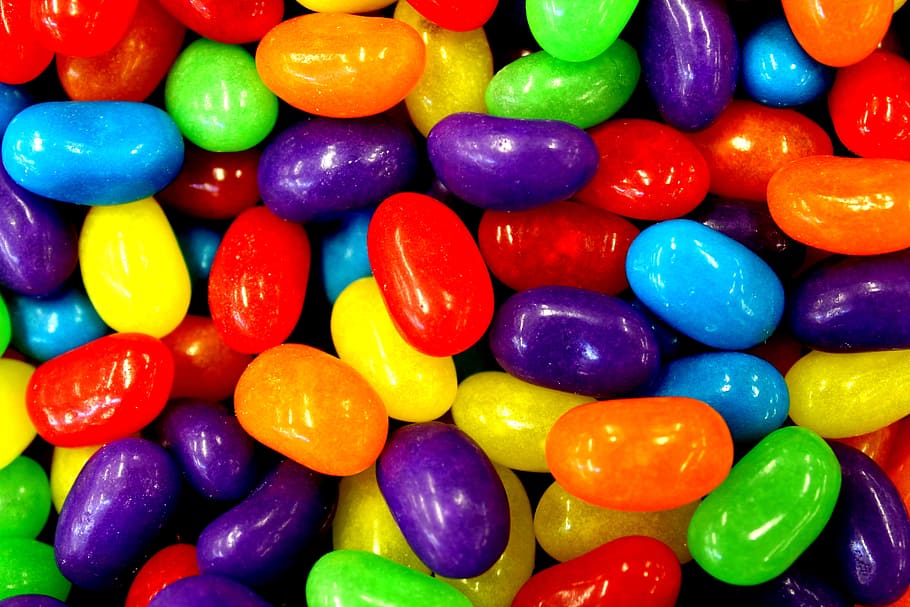 assorted-color jelly beans, focus, candies, sweets, food, candy, HD wallpaper