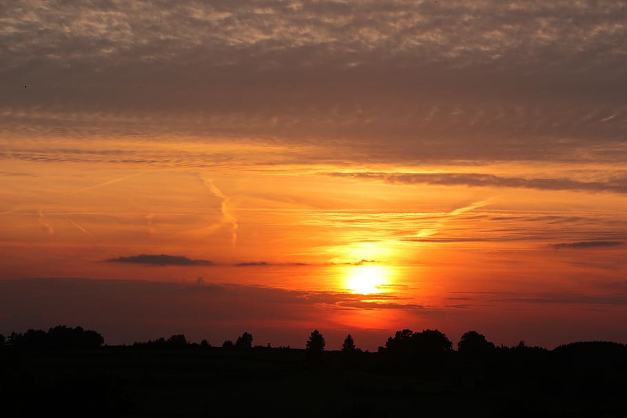 Sunset, Clouds, Sky, abendstimmung, setting sun, evening sky HD wallpaper