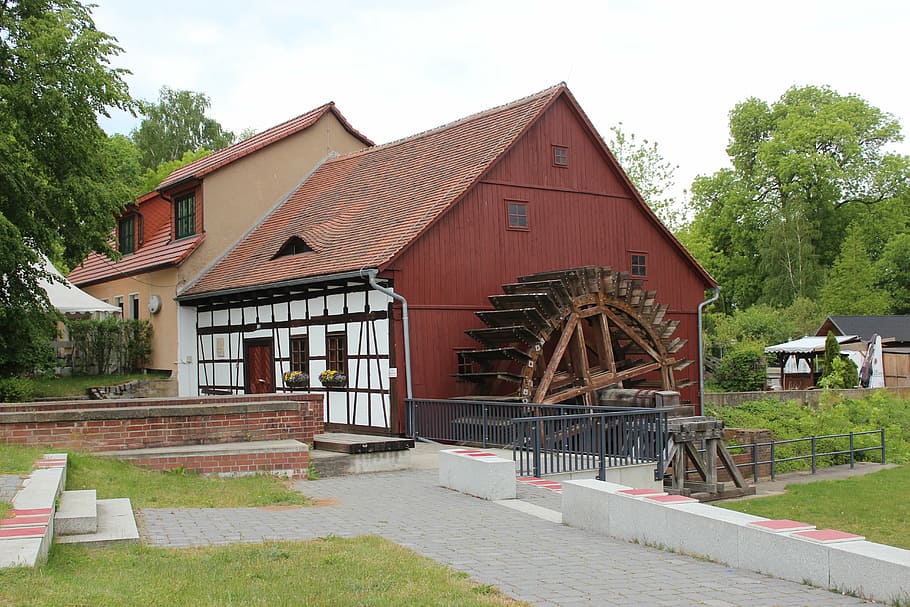 water mill, old, flour mill, mill wheel, shellers, cottbus, HD wallpaper